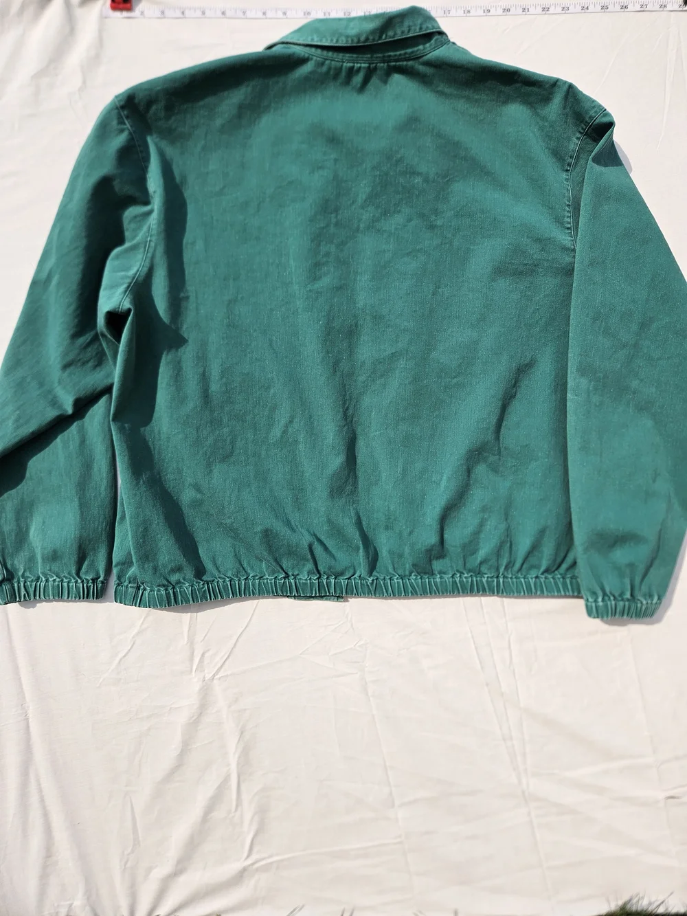Rare Polo Ralph Lauren Green 100%cotton Zip Jacket XL Flip Collar Made In Canada